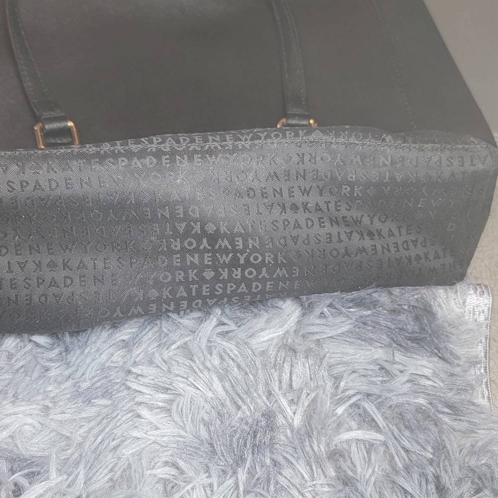 Kate Spade Laurel Way Jeweled Large Hadlee Black Leather Bag 11.5"‎ X 10" EUC - Picture 5 of 16